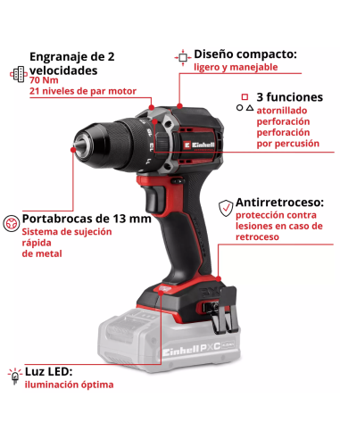 Taladro percutor Einhell TP-CD 18/70 C Li-I BL Solo | Power X-Change