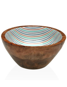 BOL MADERA ESMALTADO RAYAS 13X13X7 CM
