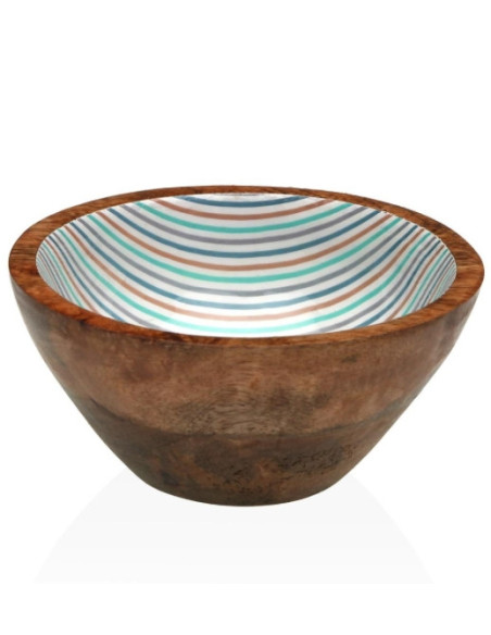 BOL MADERA ESMALTADO RAYAS 13X13X7 CM