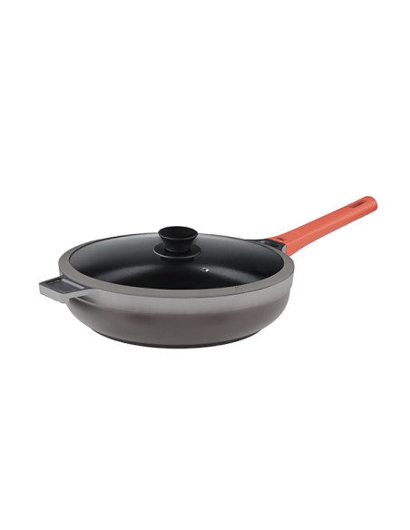 SARTEN SAUTEX ALUM. FUNDIDO C/TAPA REVOLUT TEJA 28 CM
