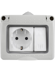 CONMUTADOR Y BASE SUPERFICIE ESTANCO SCHUKO C/TT 16 AMP