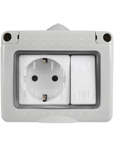 CONMUTADOR Y BASE SUPERFICIE ESTANCO SCHUKO C/TT 16 AMP