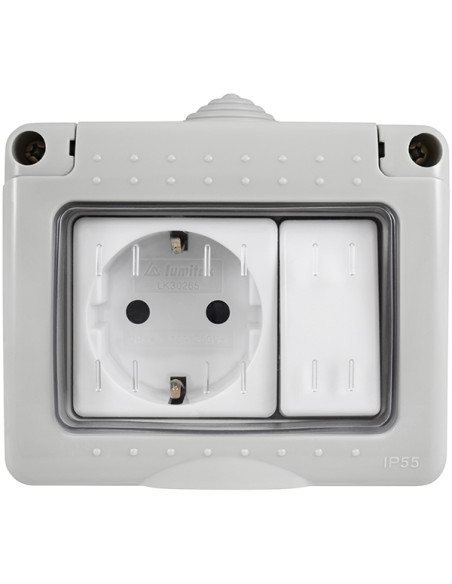 CONMUTADOR Y BASE SUPERFICIE ESTANCO SCHUKO C/TT 16 AMP