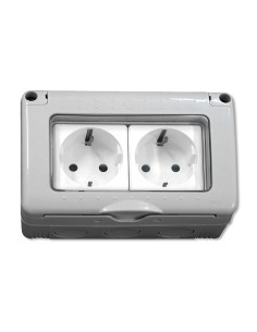 BASE DOBLE SUPERIFICIE ESTANCO SCHUKO C/TT IP55 16 AMP