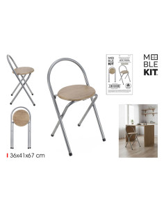 TABURETE C/RESPALDO MADERA METAL