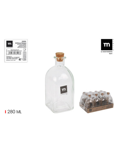 BOTELLA VIDRIO CON CORCHO 140 ML
