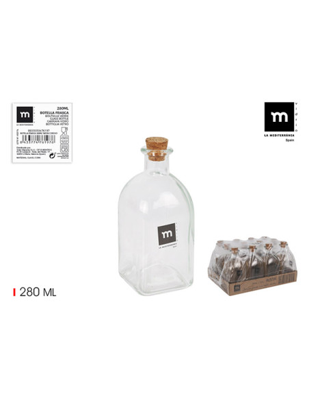 BOTELLA VIDRIO CON CORCHO 140 ML