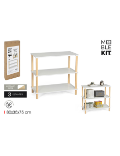 ESTANTERIA MADERA RECTANGULAR WHITE 3 BALDAS 80X35X75
