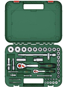 LLAVE VASO JGO 57 PZ+CARRACA 1/4-1/2''