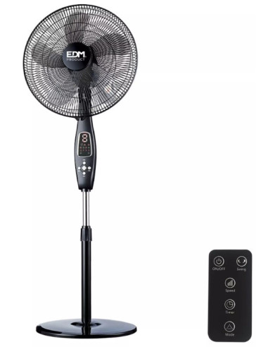 Ventilador pie EDM 33967 60W con mando 40 cm