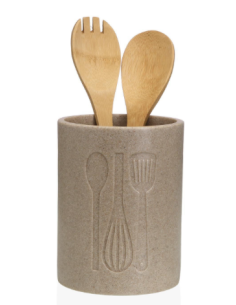 PORTAUTENSILIOS GRANDE COCINA BEIGE 13X13X17,5