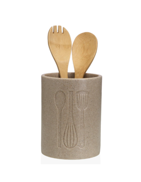 PORTAUTENSILIOS GRANDE COCINA BEIGE 13X13X17,5
