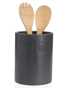 PORTAUTENSILIOS GRANDE COCINA NEGRO 13X13X17,5
