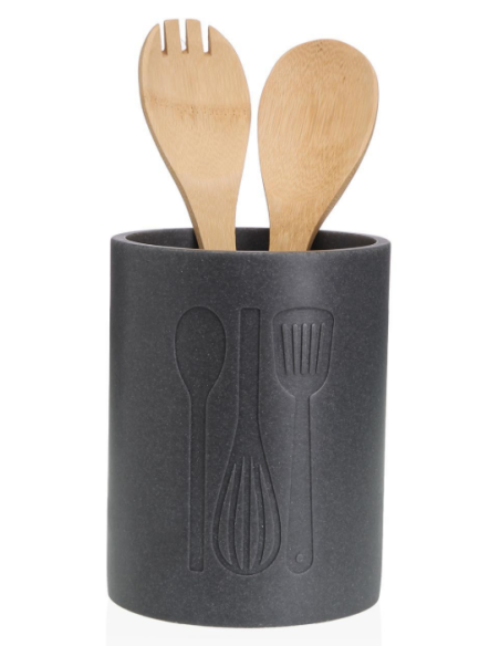 PORTAUTENSILIOS GRANDE COCINA NEGRO 13X13X17,5