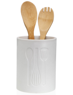 PORTAUTENSILIOS GRANDE COCINA BLANCO 13X13X17,5