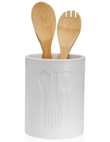 PORTAUTENSILIOS GRANDE COCINA BLANCO 13X13X17,5