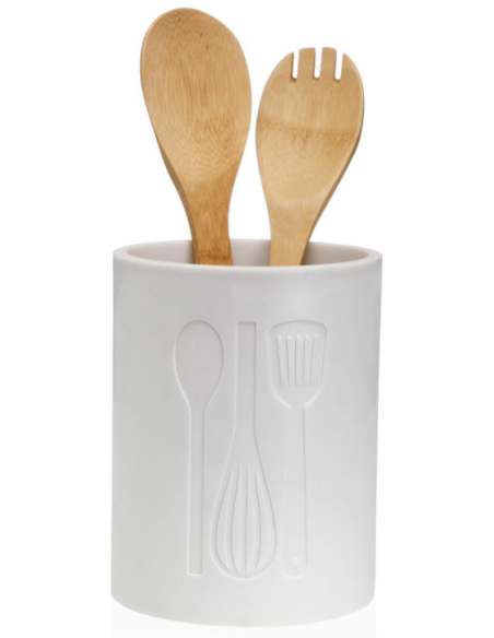 PORTAUTENSILIOS GRANDE COCINA BLANCO 13X13X17,5