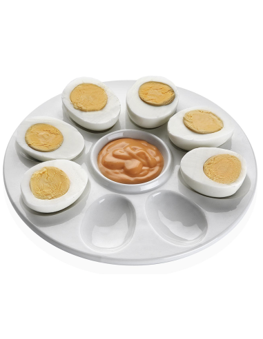 BANDEJA PORCELANA REDONDA HUEVOS 8 UDS 20X20X2,2