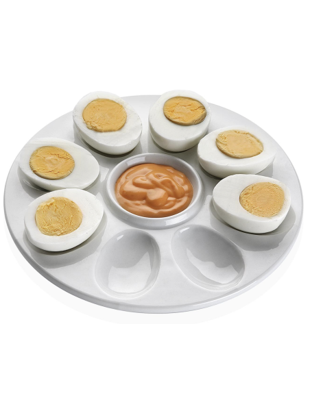 BANDEJA PORCELANA REDONDA HUEVOS 8 UDS 20X20X2,2