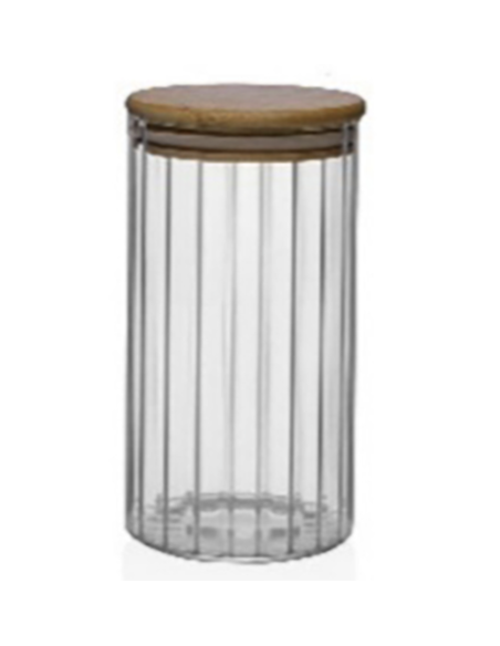 BOTE ALMACENAMIENTO BOROSILICATO TAPA BAMBU 800 ML