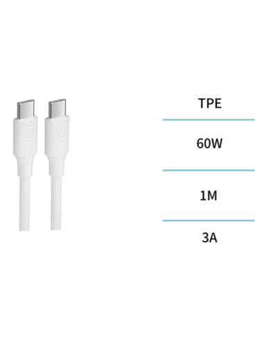 CABLE CONEX USB-C / USB-C 60W 3A SILICONA 1 M