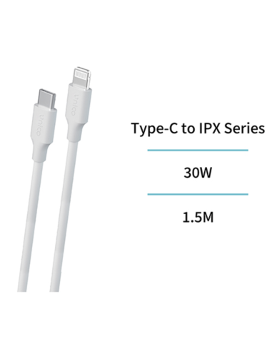 CABLE CONEXION USB-C / LIGHTNING 30W SILICONA 1.5 MT