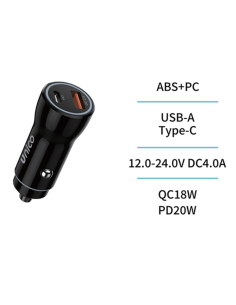 CARGADOR COCHE DUAL USB y C CARG.RAPIDA NEGRO 18 W