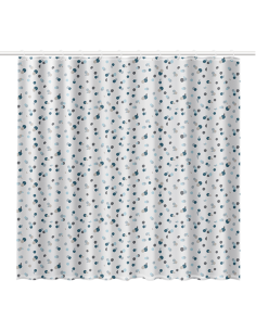 CORTINA BAÑO POLYESTER BLANCA PUNTOS 180X200 CM