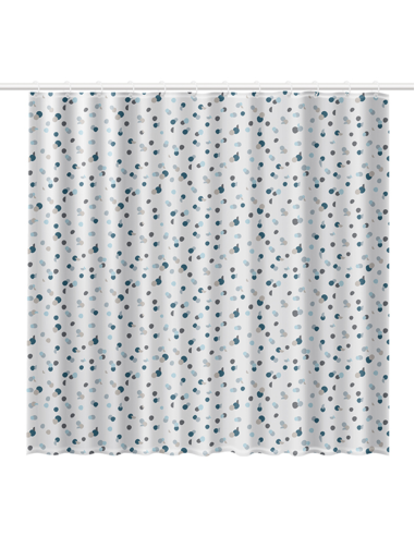 CORTINA BAÑO POLYESTER BLANCA PUNTOS 180X200 CM