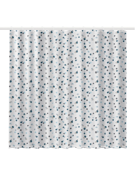 CORTINA BAÑO POLYESTER BLANCA PUNTOS 180X200 CM