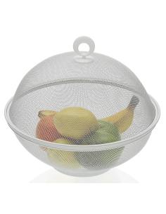 FRUTERO METAL BLANCO C/TAPA 28X28X28