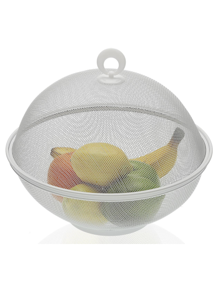 FRUTERO METAL BLANCO C/TAPA 28X28X28