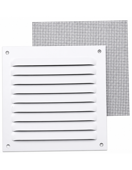 REJILLA 0,8 MM CON MOSQ LACADO BLANCO CON GANCHO 15X30 CM