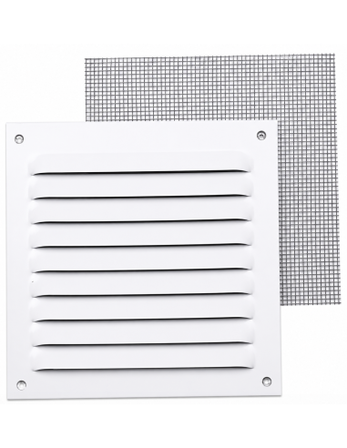 REJILLA 0,8 MM CON MOSQ LACADO BLANCO CON GANCHO 30X30 CM