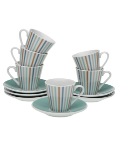 TAZA CAFE PORCELANA RAYAS SET-6 80 ML