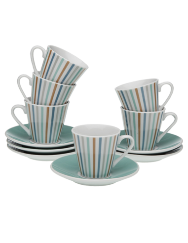 TAZA CAFE PORCELANA RAYAS SET-6 80 ML