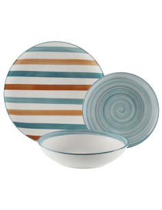 VAJILLA PORCELANA RAYAS 18 PZ