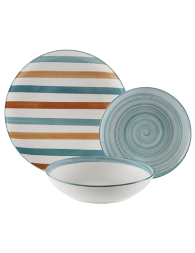 VAJILLA PORCELANA RAYAS 18 PZ
