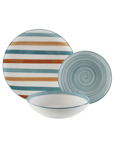 VAJILLA PORCELANA RAYAS 18 PZ