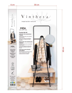 PERCHERO ACERO Y MDF C/ESPEJO MOA VINT 76X40X180