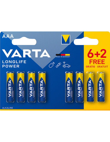 PILA ALCALINA LR03 AAA BL 6+2 LONGLIFE POWER 1,5 V