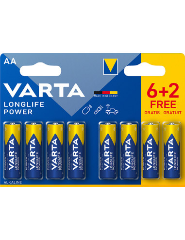 PILA ALCALINA LR06 AA BL 6+2 LONGLIFE POWER 1,5 V