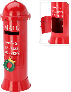 BUZON REDONDO DECORATIVO NAVIDAD METAL ROJO 19X53 CM 2