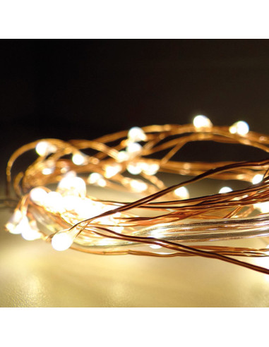 Guirnalda 40 LED Blanco a Pilas | Luz Decorativa Cálida