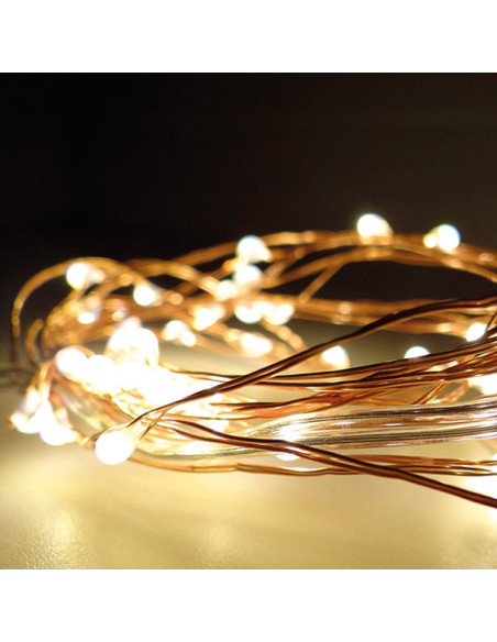 Guirnalda 40 LED Blanco a Pilas | Luz Decorativa Cálida