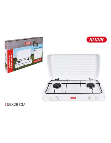 COCINA 2 FUEGOS GAS C/TAPA 58X28 CM