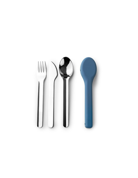 CUBIERTOS CAMPING INOX SET-3 C/FUNDA SILICONA
