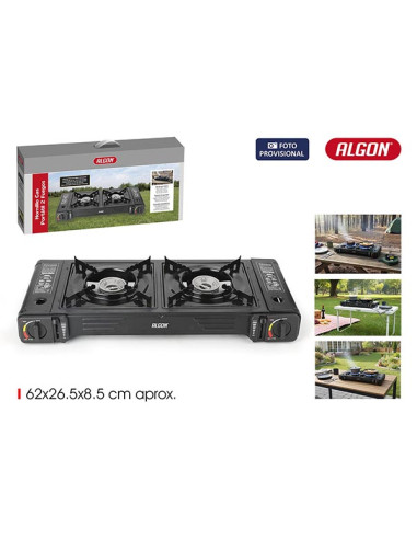 HORNILLO 2 FUEGO GAS PORTATIL BBQ 62X26,8X8