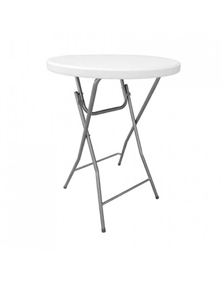 MESA PLEGABLE ALTA REDONDA BLANCA 80X110CM