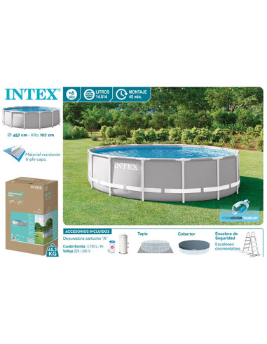 Piscina Intex Prism Frame 457×107 cm con depuradora y escalera